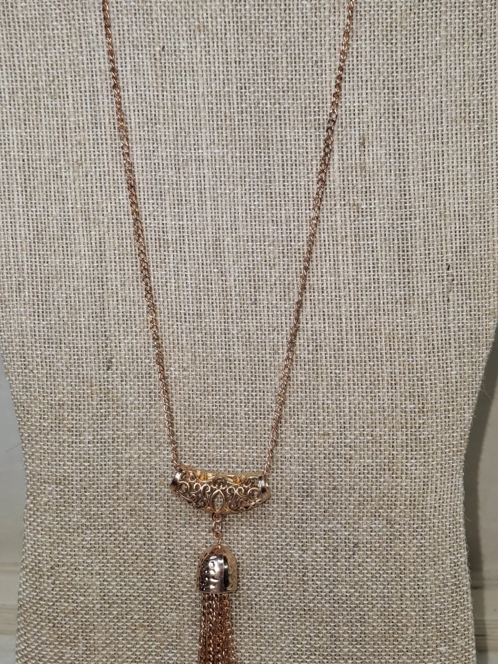 Rose Gold Tassel Pendant Necklace - Women Jewelry
